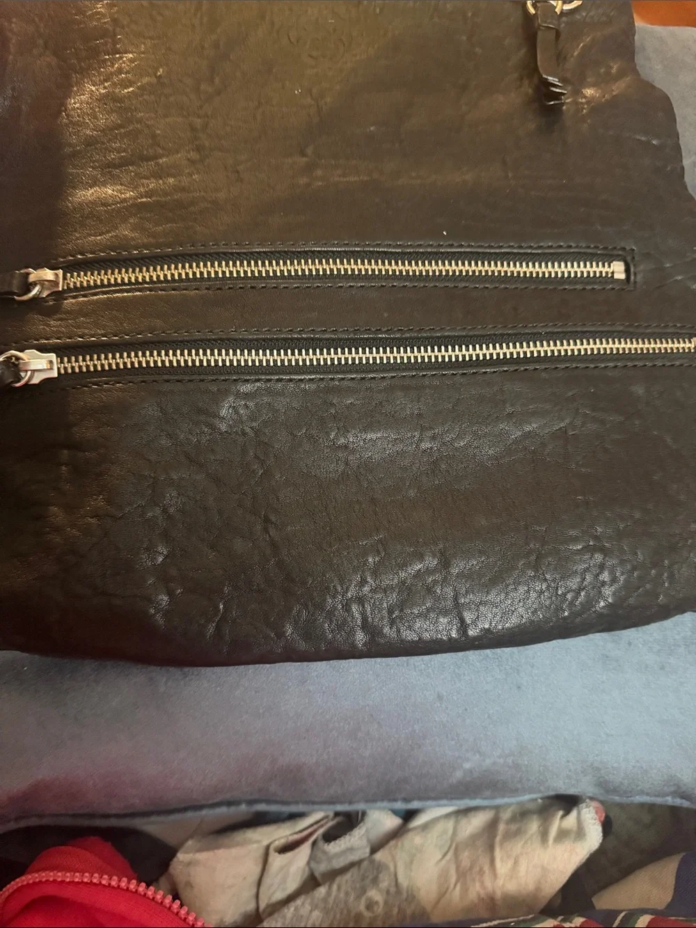 Stella & Dot Black Leather Chain Strap Crossbody Bag